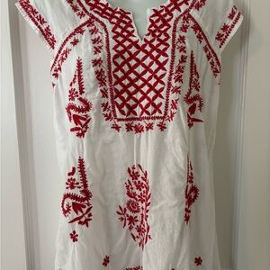 White Tunic with Red Embroidery